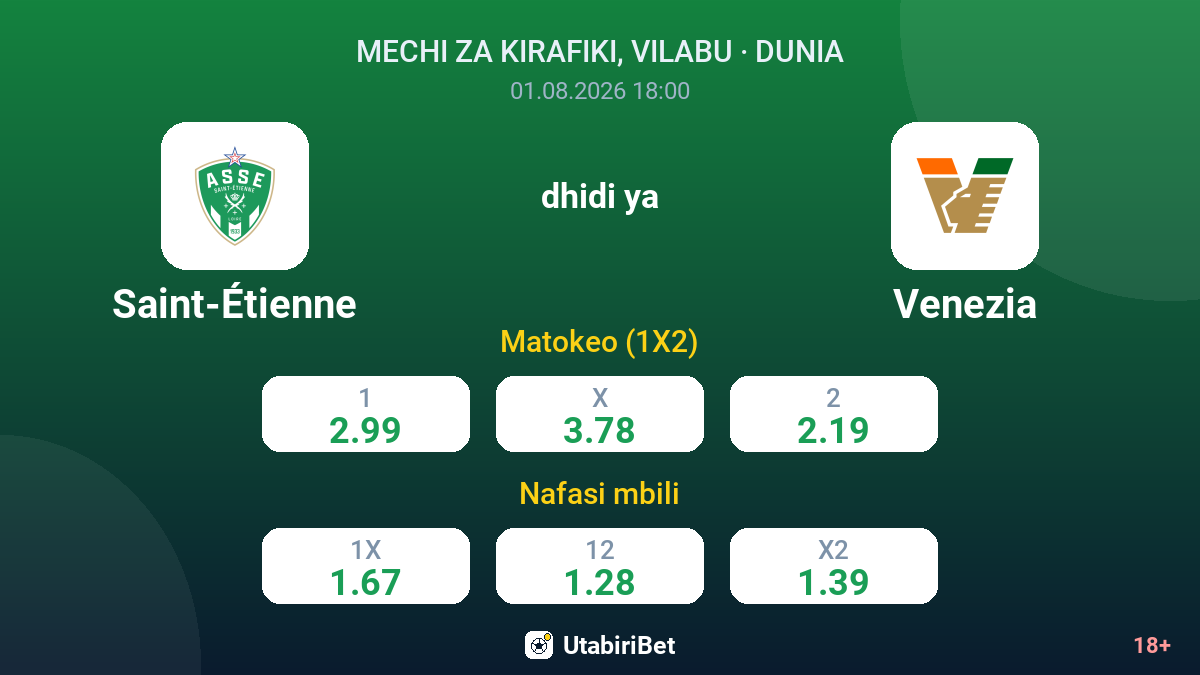 Saint-Étienne dhidi ya Venezia — odds