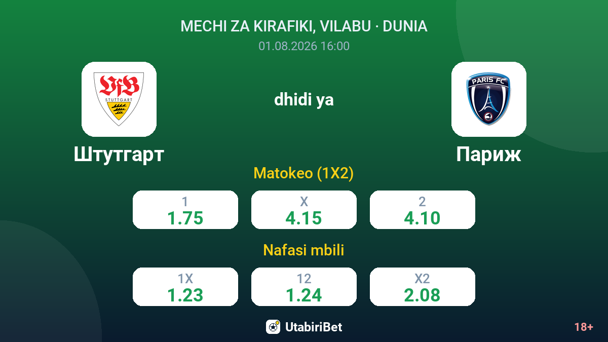 Stuttgart dhidi ya Paris — odds
