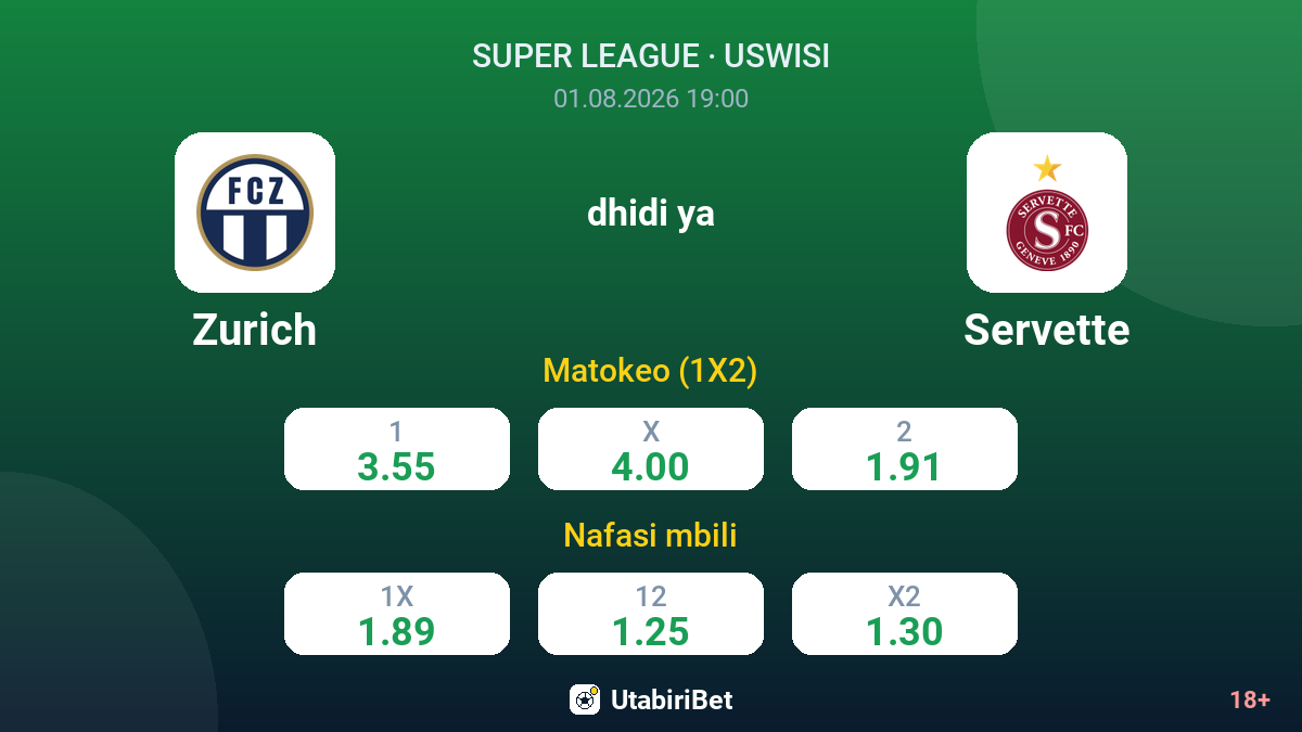 Zurich dhidi ya Servette — odds