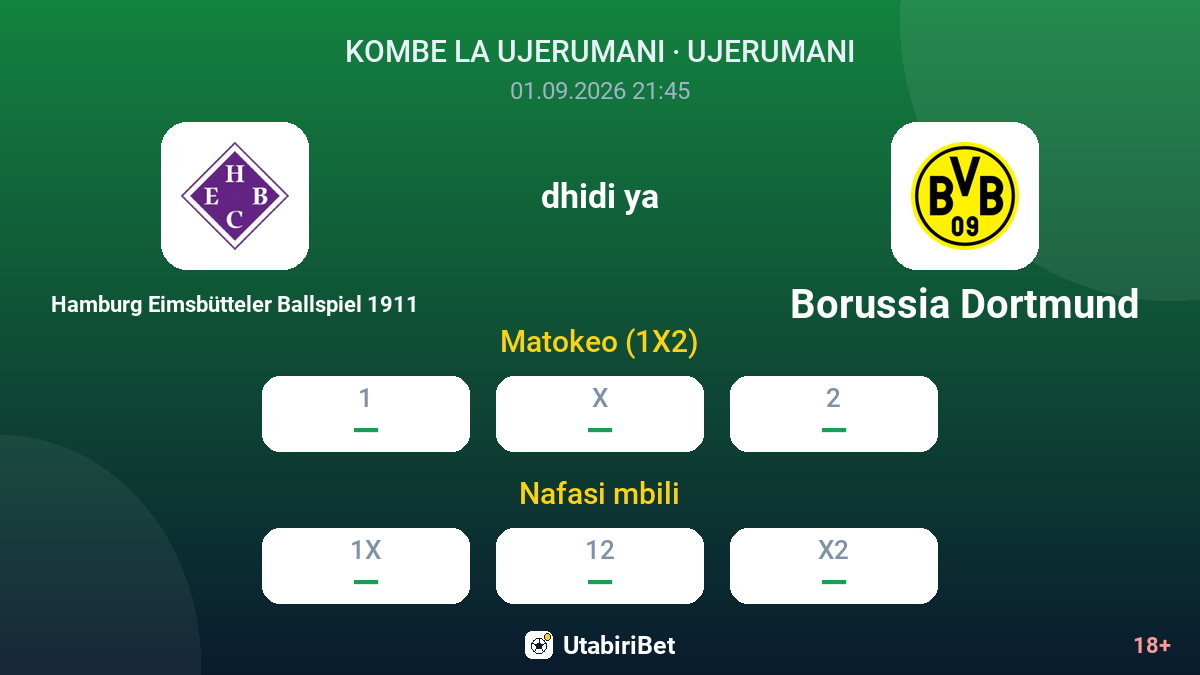 Hamburg Eimsbütteler Ballspiel 1911 vs Borussia Dortmund — odds