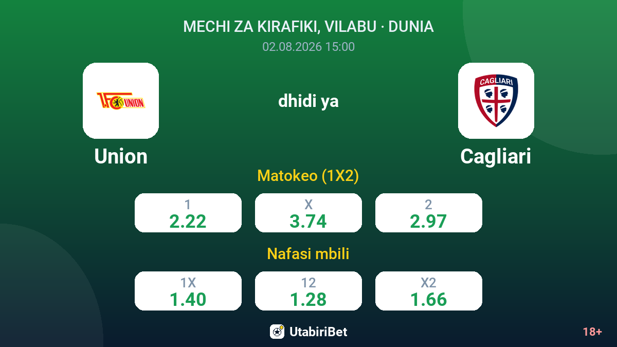 Union dhidi ya Cagliari — odds