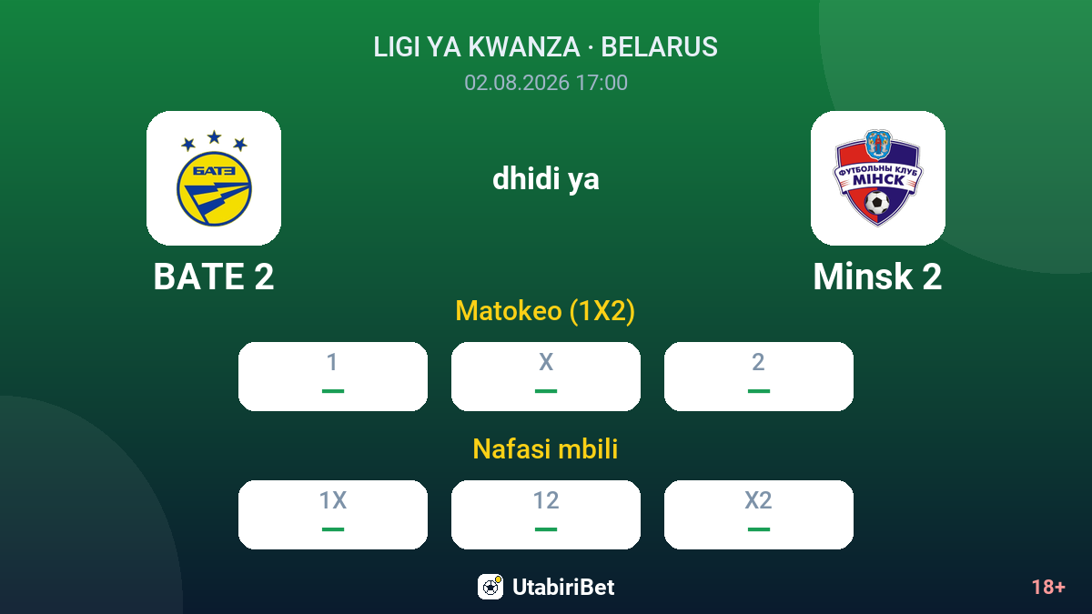 BATE 2 dhidi ya Minsk 2 — odds