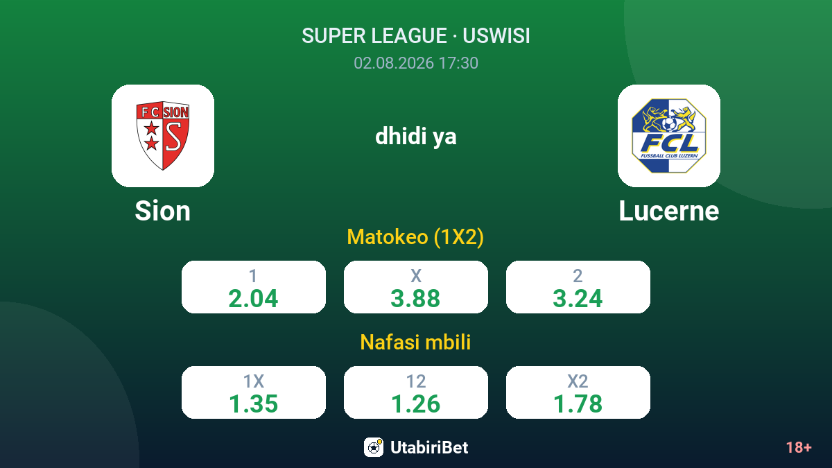 Sion dhidi ya Lucerne — odds