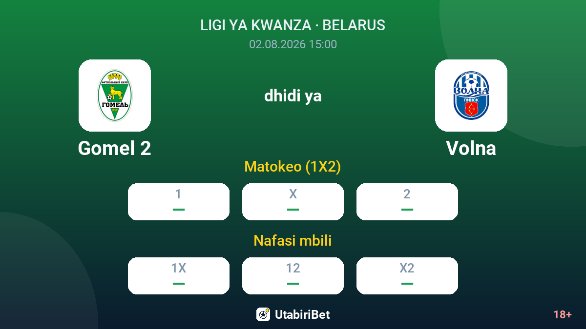 Gomel 2 dhidi ya Volna — odds