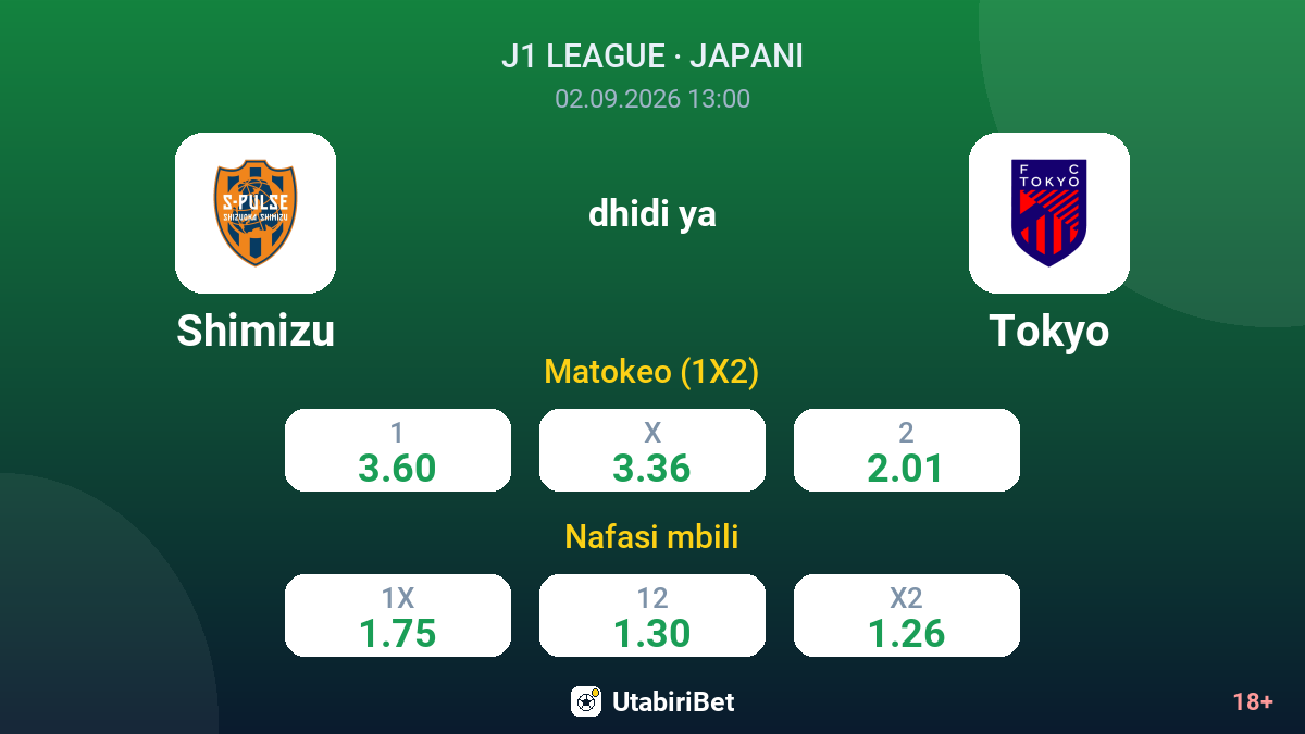Shimizu vs Tokyo — odds