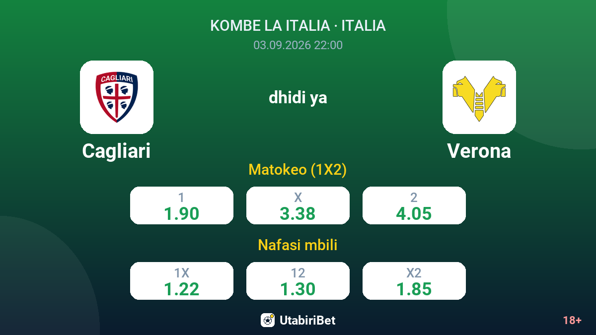 Cagliari vs Verona — odds