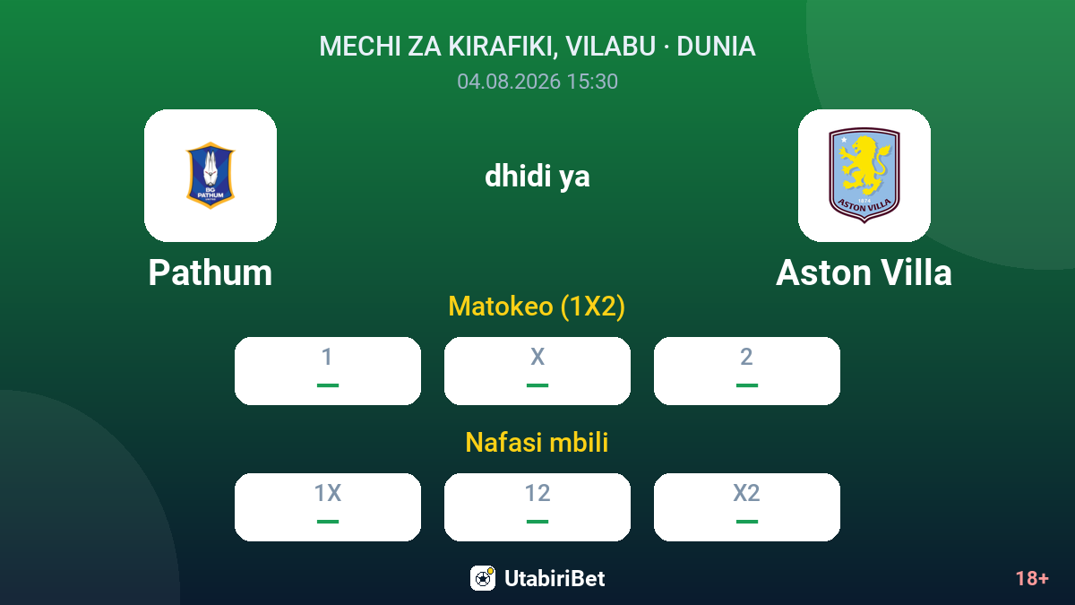 Pathum dhidi ya Aston Villa — odds