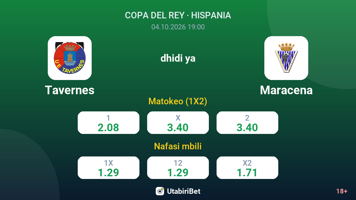 Tavernes vs Maracena — odds