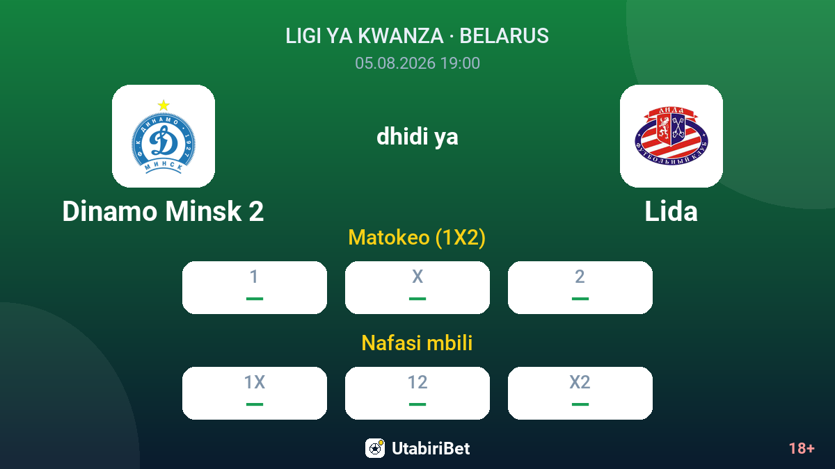 Dinamo Minsk 2 dhidi ya Lida — odds