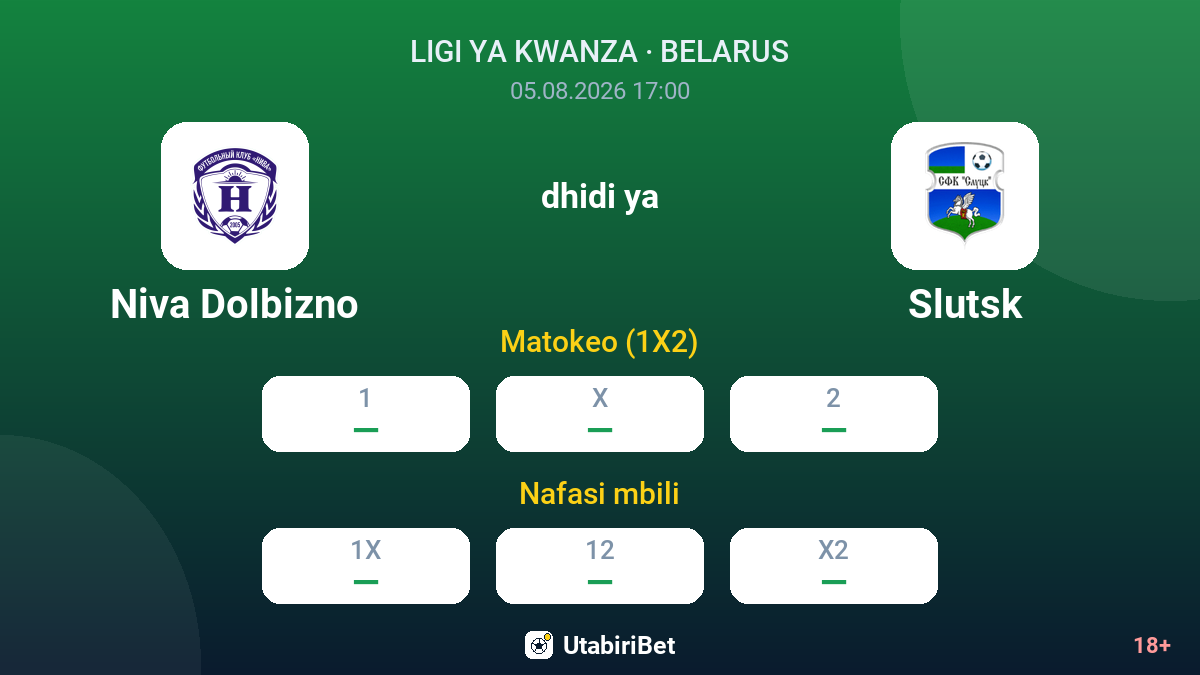Niva Dolbizno dhidi ya Slutsk — odds