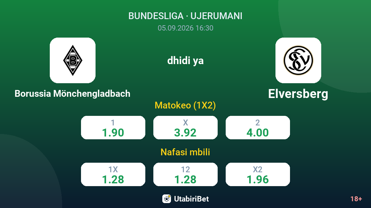 Borussia Mönchengladbach vs Elversberg — odds