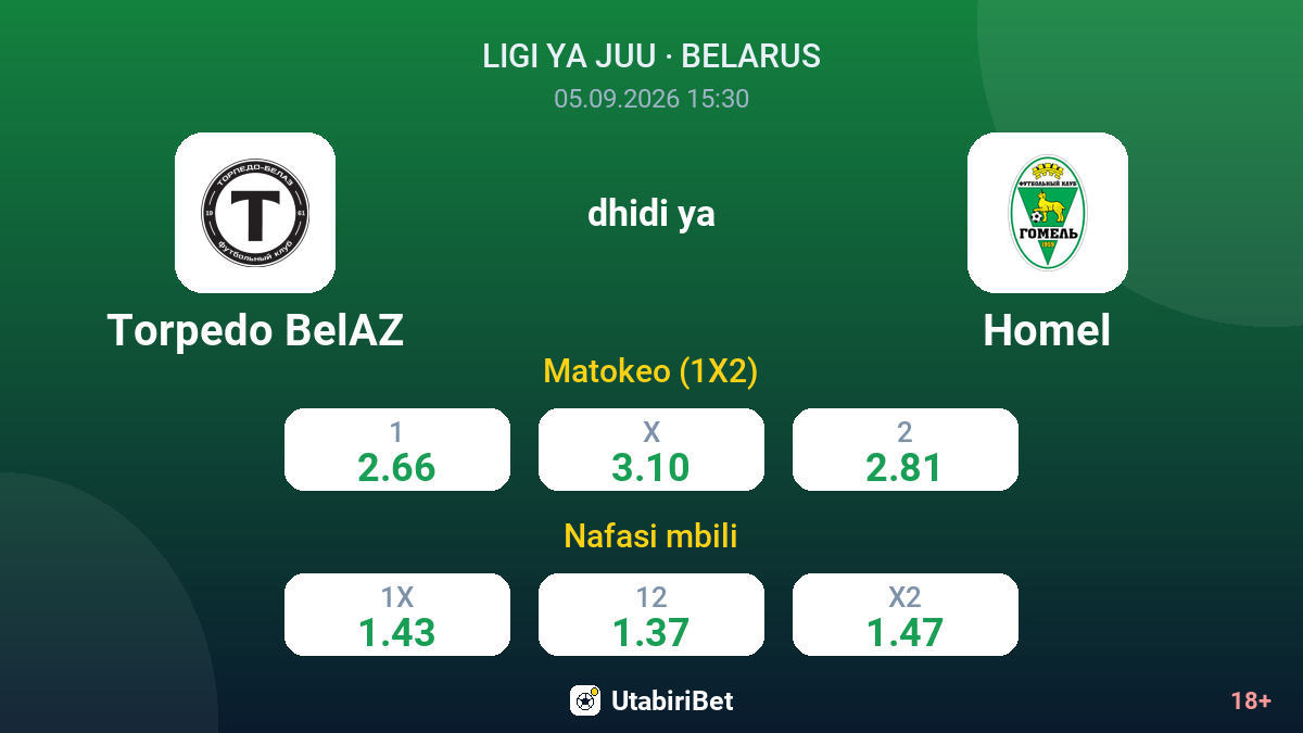 Torpedo BelAZ vs Homel — odds