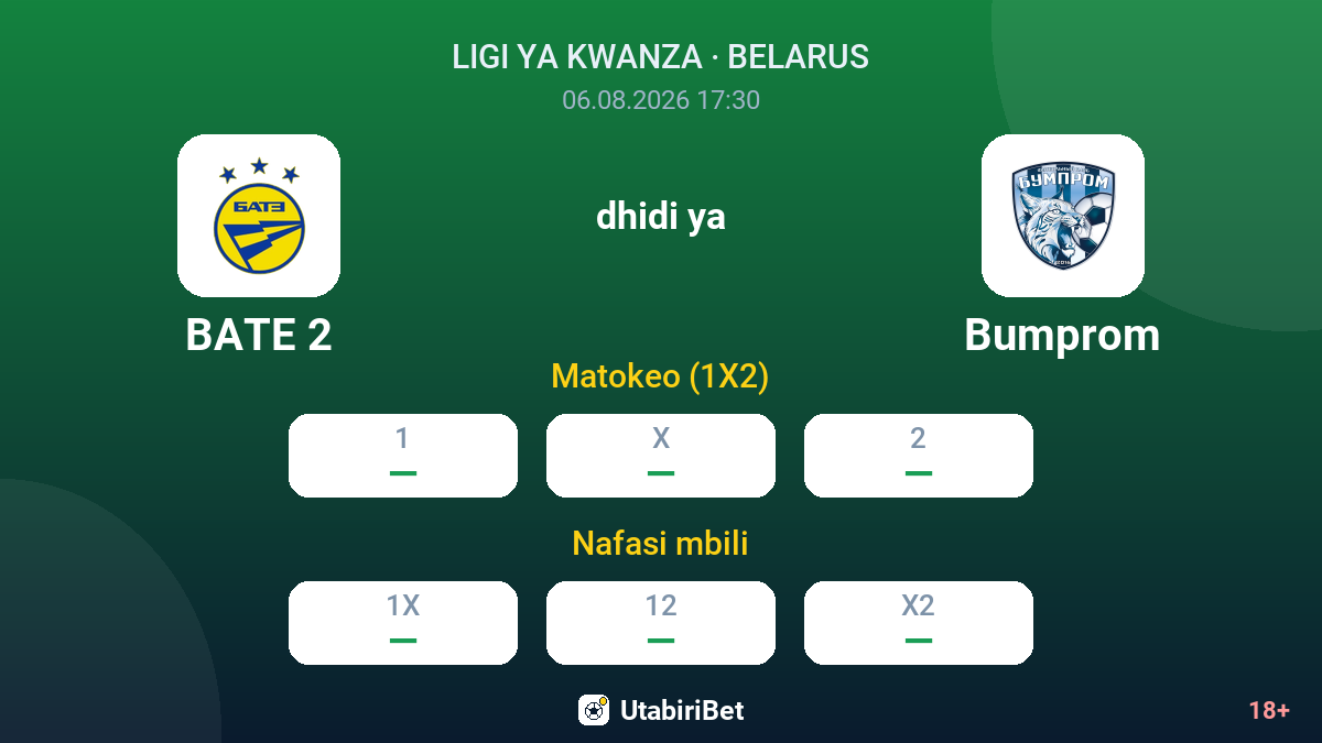 BATE 2 dhidi ya Bumprom — odds