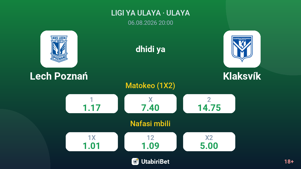 Lech Poznań dhidi ya Klaksvík — odds
