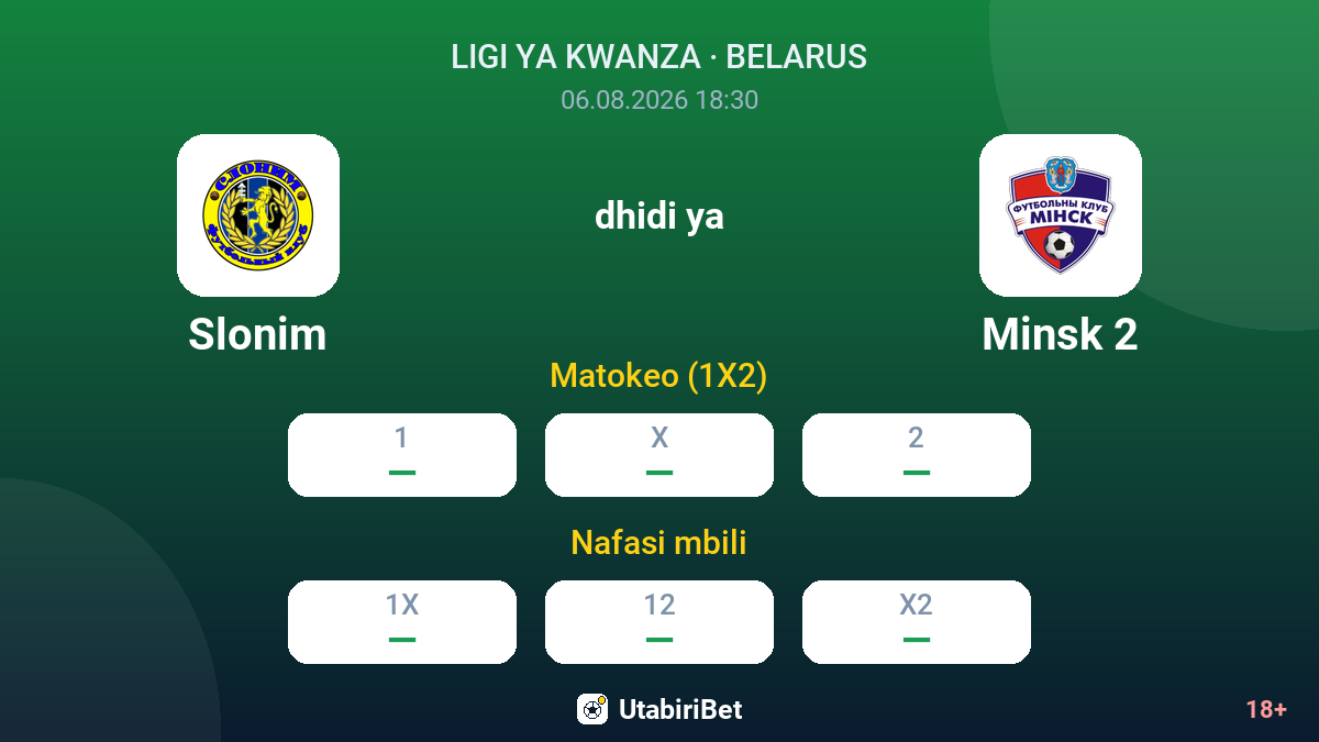 Slonim dhidi ya Minsk 2 — odds