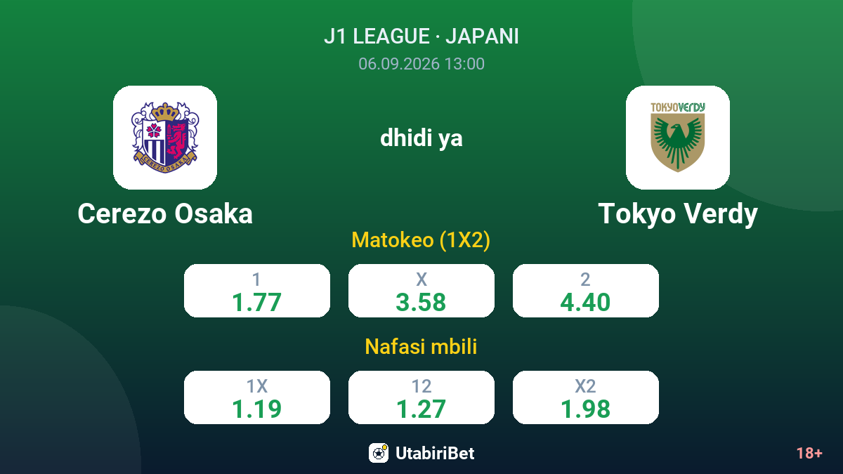 Cerezo Osaka vs Tokyo Verdy — odds