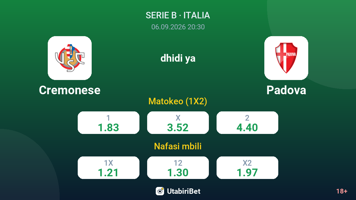 Cremonese vs Padova — odds