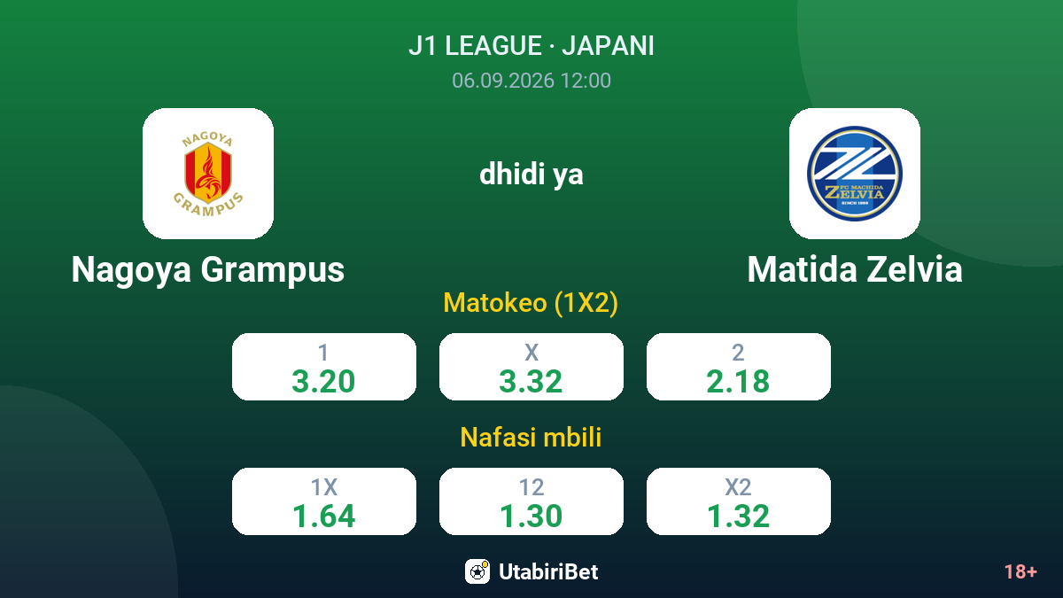 Nagoya Grampus vs Matida Zelvia — odds