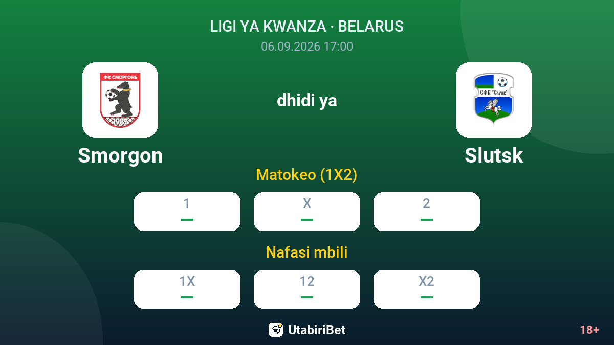 Smorgon vs Slutsk — odds