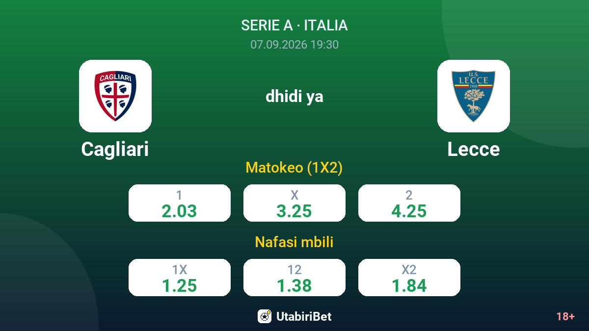 Cagliari vs Lecce — odds