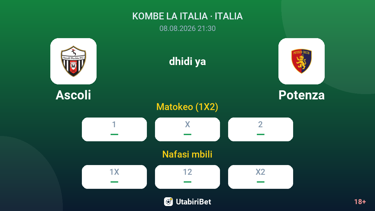 Ascoli vs Potenza — odds