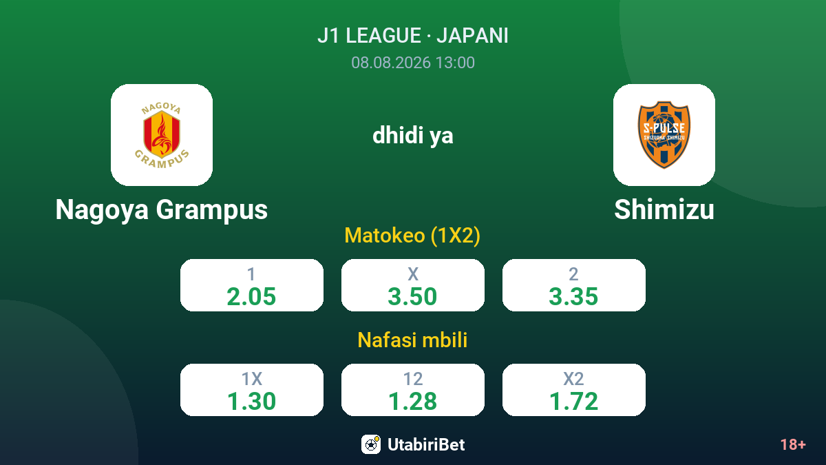 Nagoya Grampus vs Shimizu — odds