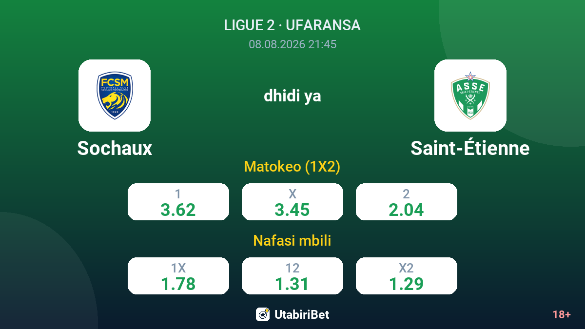Sochaux vs Saint-Étienne — odds