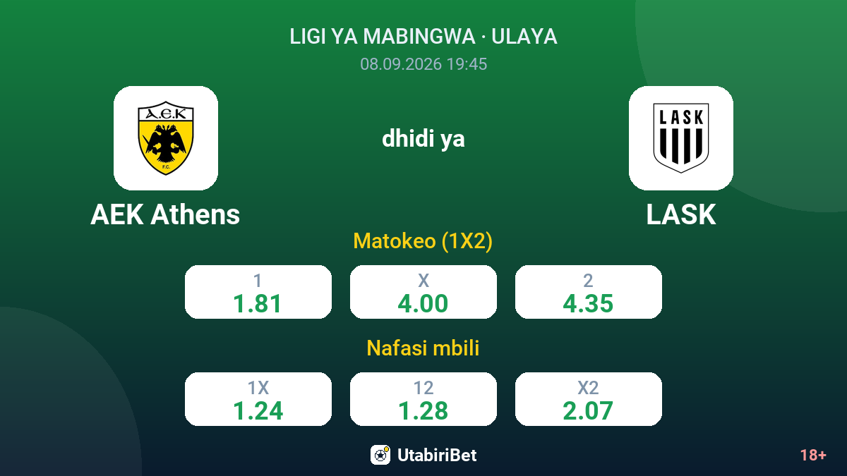 AEK Athens vs LASK — odds