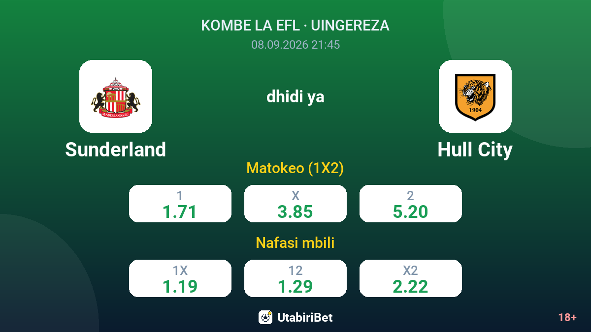 Sunderland vs Hull City — odds