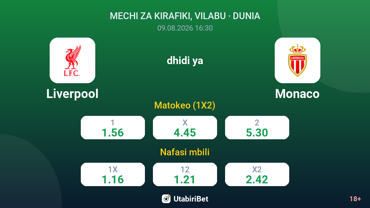 Liverpool vs Monaco — odds