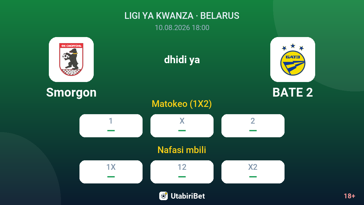 Smorgon vs BATE 2 — odds