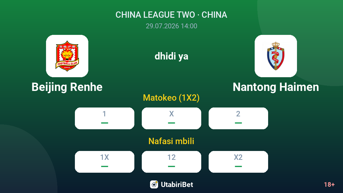 Beijing Renhe dhidi ya Nantong Haimen — odds