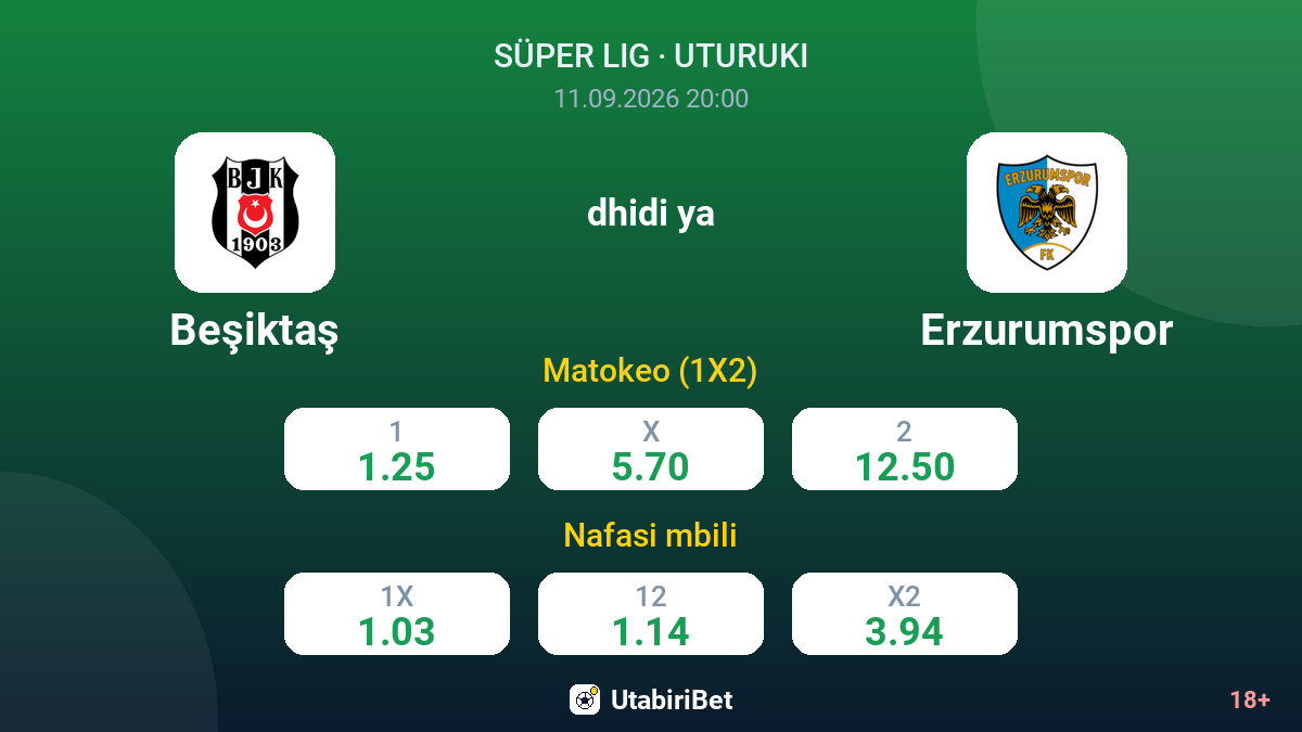 Beşiktaş vs Erzurumspor — odds