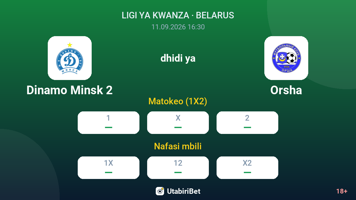 Dinamo Minsk 2 vs Orsha — odds