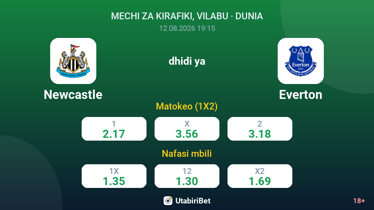 Newcastle vs Everton — odds