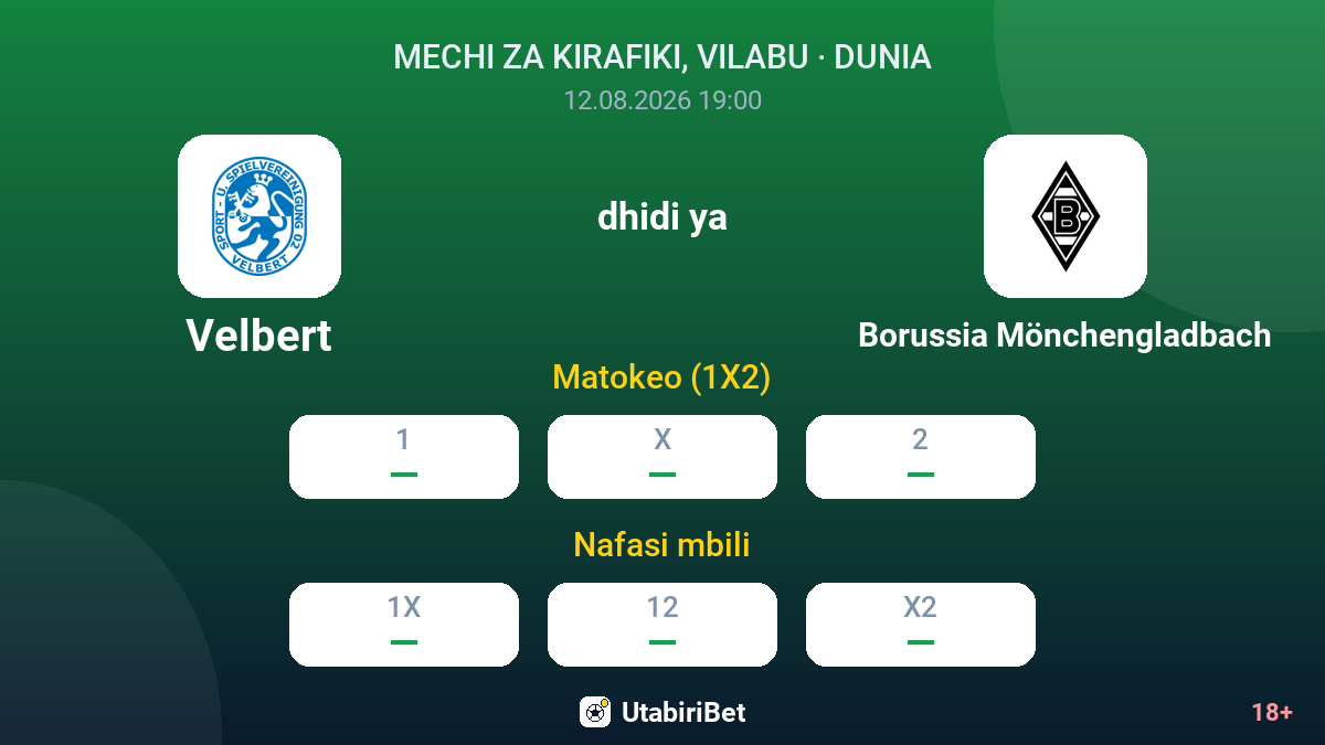 Velbert vs Borussia Mönchengladbach — odds