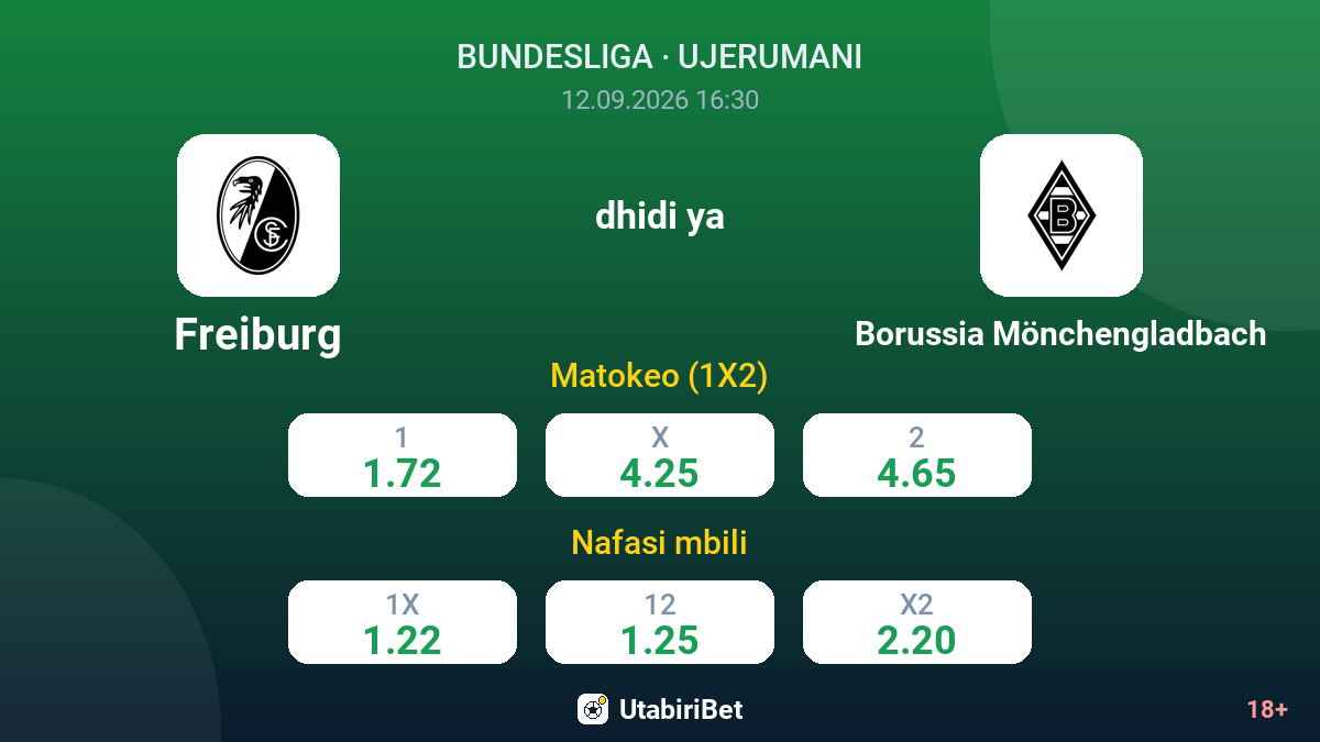 Freiburg vs Borussia Mönchengladbach — odds