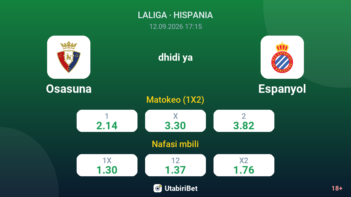 Osasuna vs Espanyol — odds