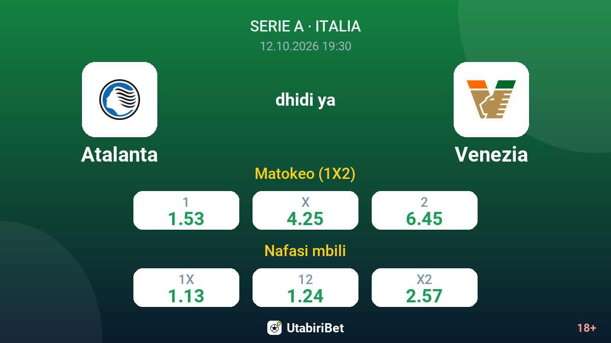 Atalanta vs Venezia — odds