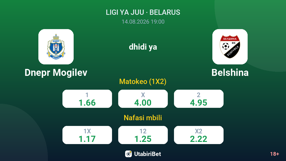 Dnepr Mogilev vs Belshina — odds