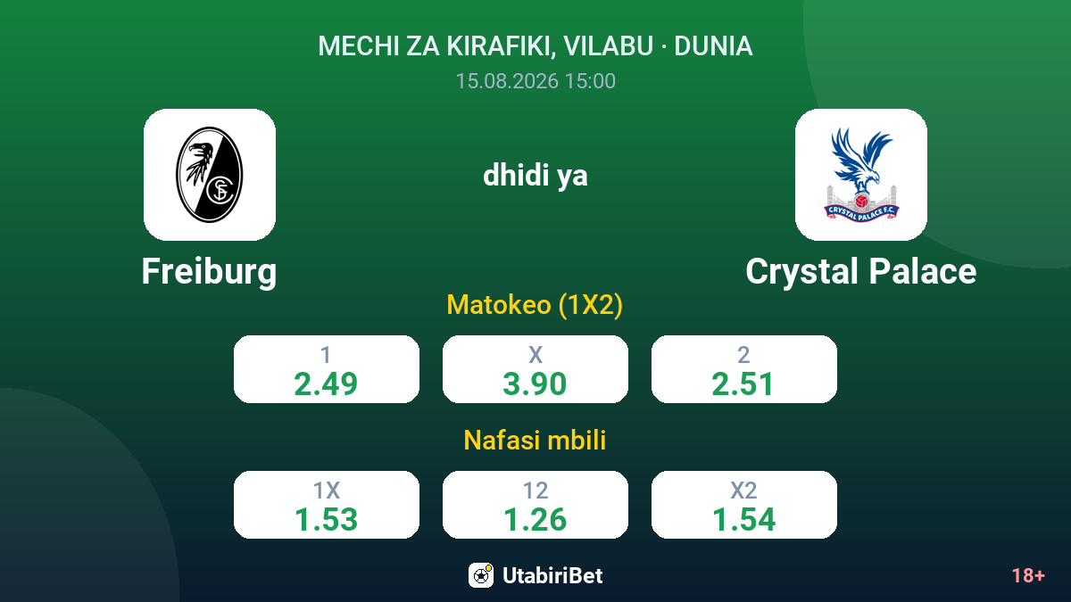 Freiburg vs Crystal Palace — odds
