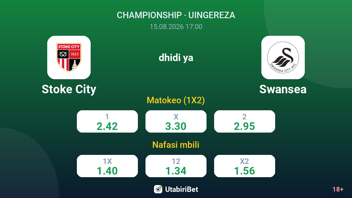 Stoke City vs Swansea — odds