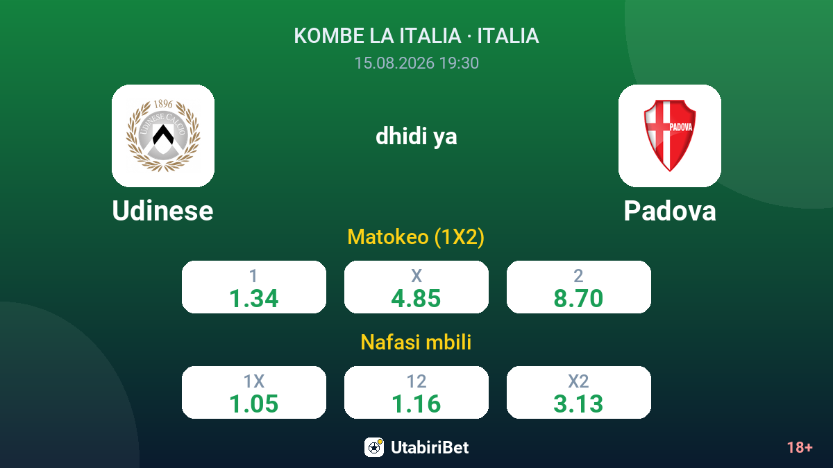 Udinese vs Padova — odds