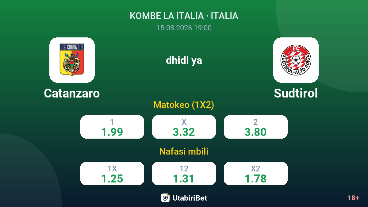 Catanzaro vs Sudtirol — odds