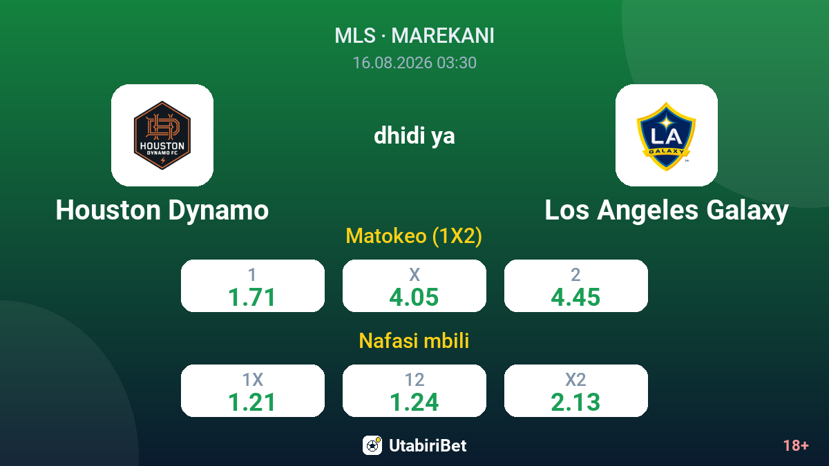 Houston Dynamo vs Los Angeles Galaxy — odds