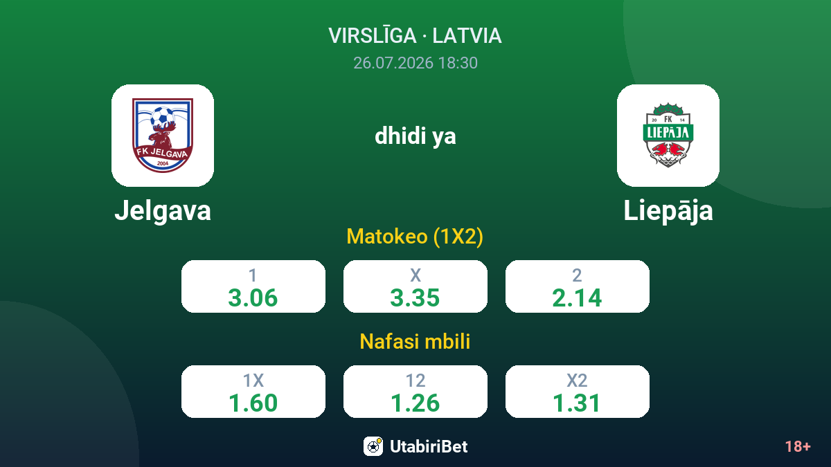 Jelgava dhidi ya Liepāja — odds