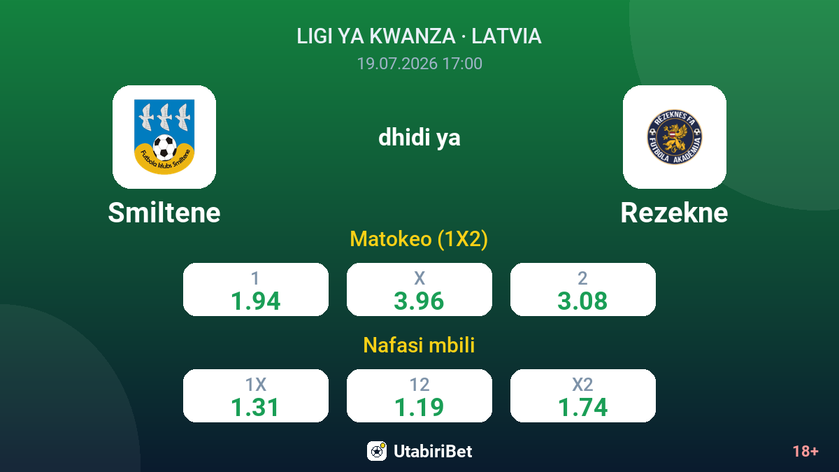 Smiltene dhidi ya Rezekne — odds