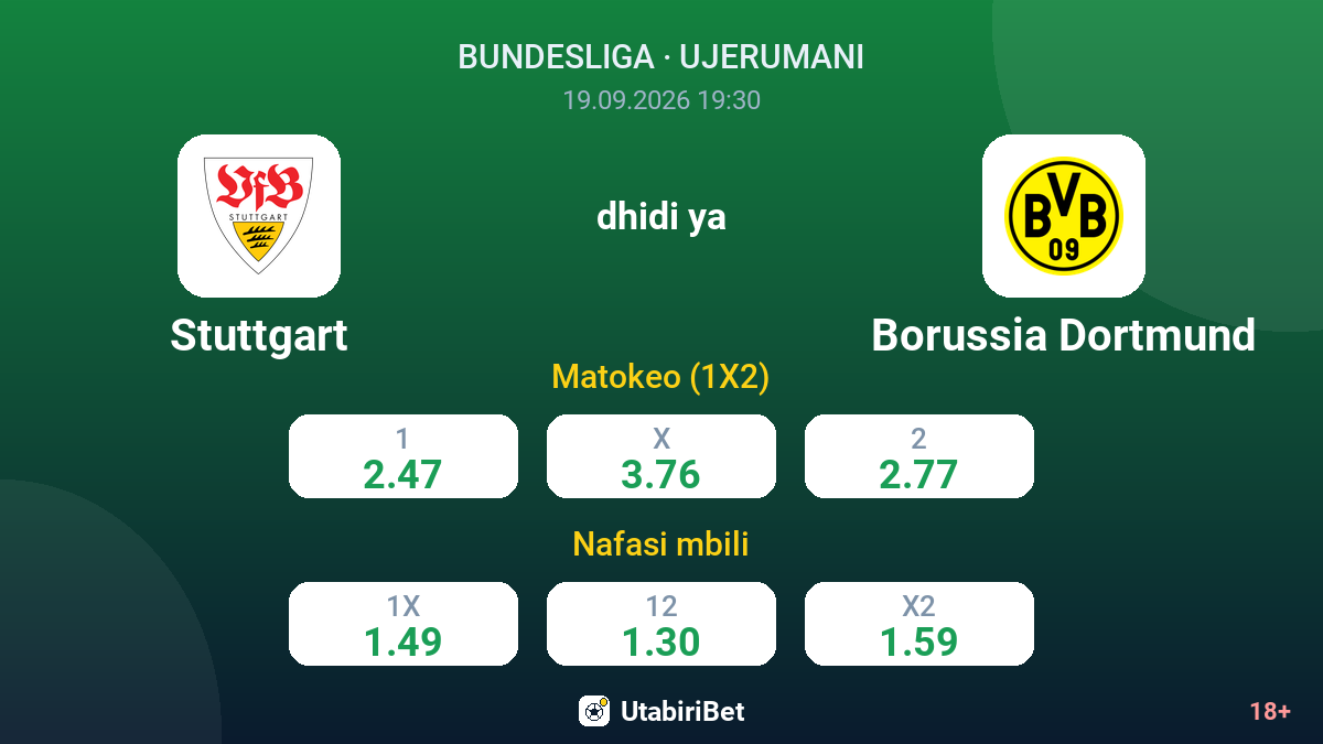 Stuttgart vs Borussia Dortmund — odds