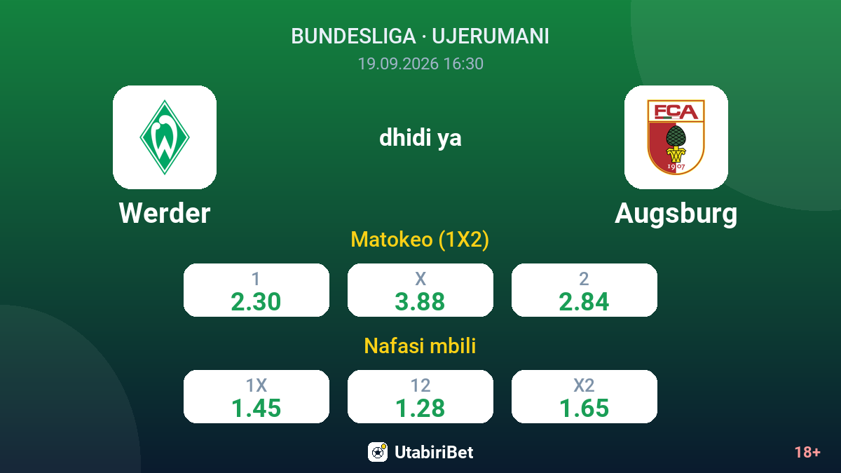 Werder vs Augsburg — odds