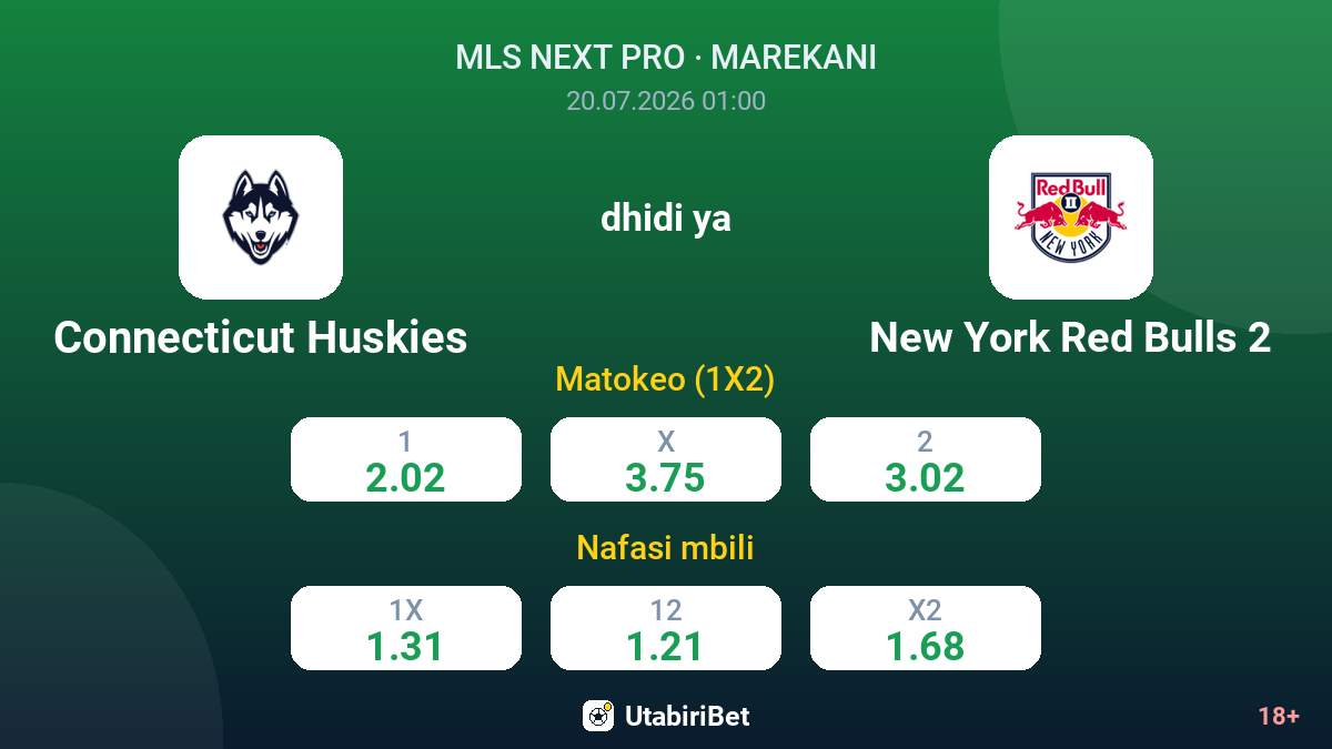 Connecticut Huskies dhidi ya New York Red Bulls 2 — odds
